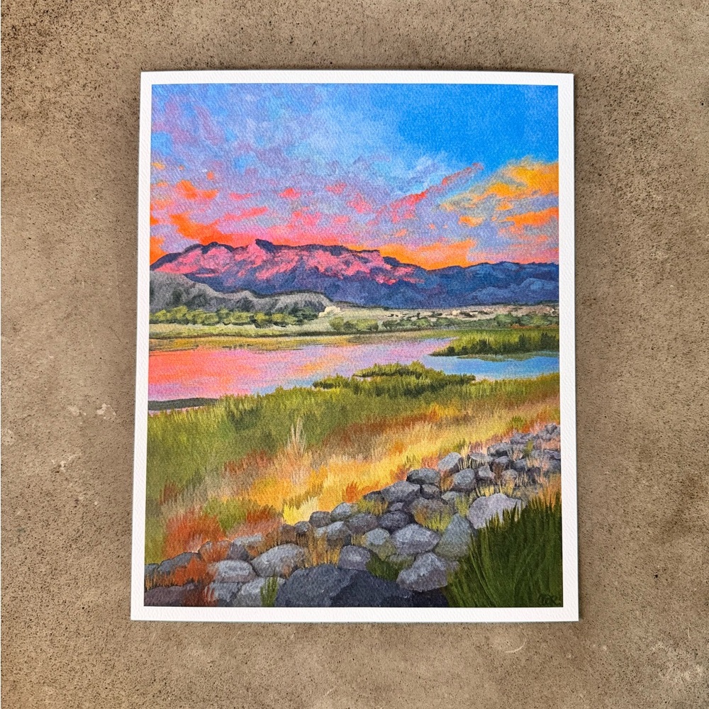 Sunset Over the Sandias Art Print 8x10 Sandia Mountains New Mexico NM